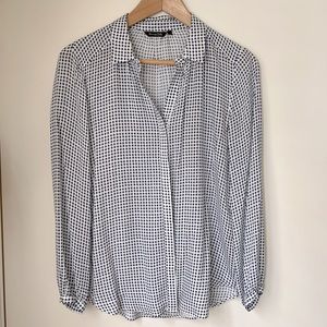 Massimo Dutti White Blouse with Blue Dots
